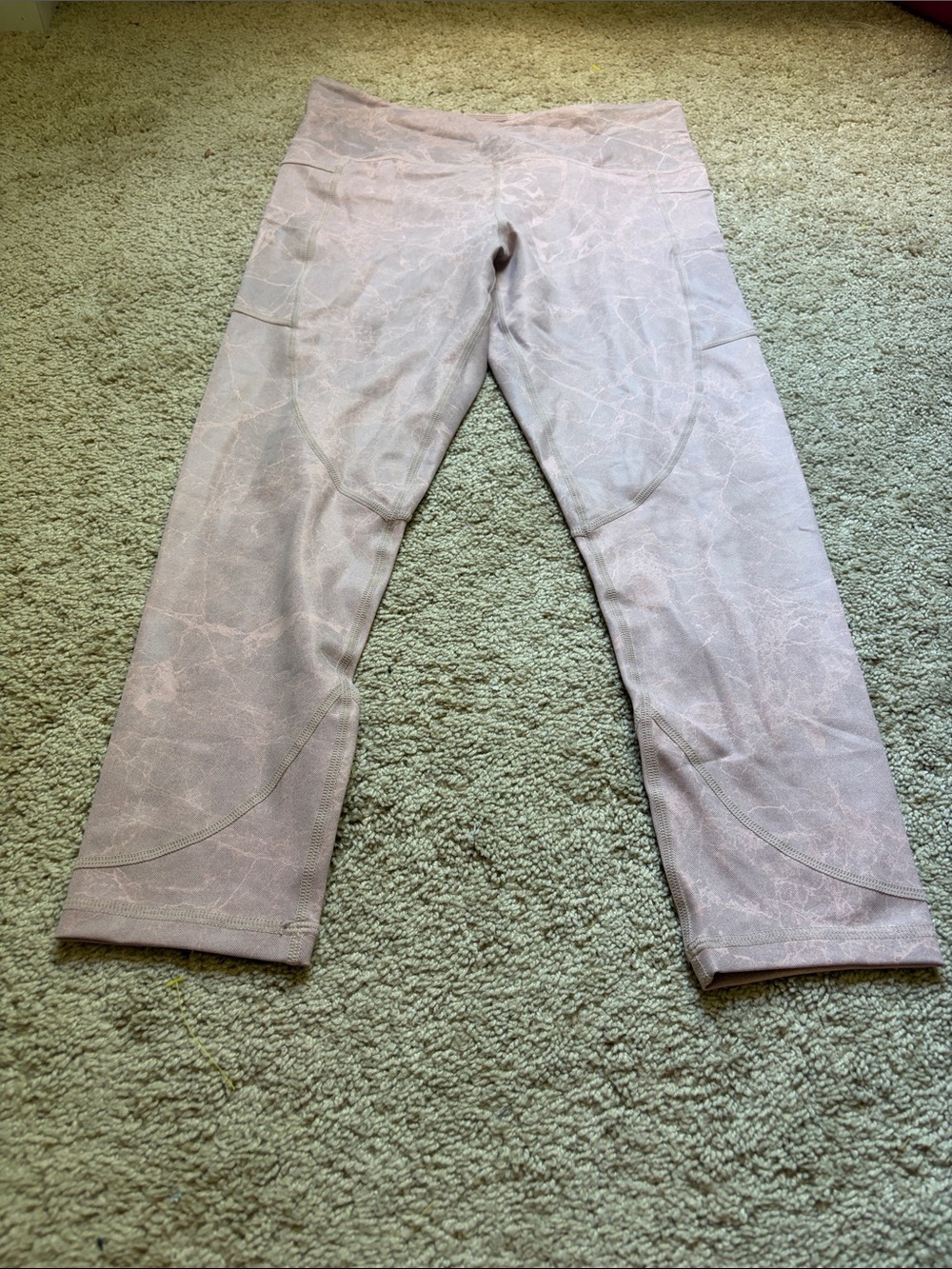 Zyia Pink Granite Digital Print Light n Tight High Rise 7/8 Leggings Sz 12